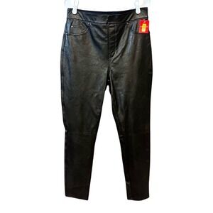 Spanx Style Faux Leather Leggings Pull On Pants Shiny Black NWT‎